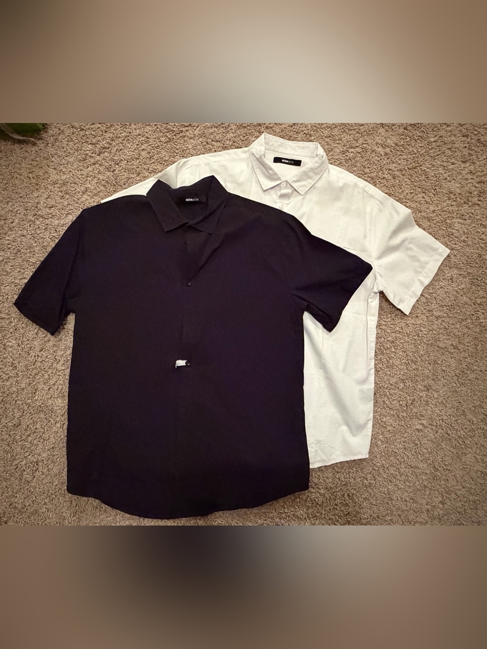Fashion Nova Men’s Short-Sleeve Button Down Shirt Set - Black & White